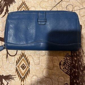 Tignanello blue pebble genuine leather zip-around wallet or clutch